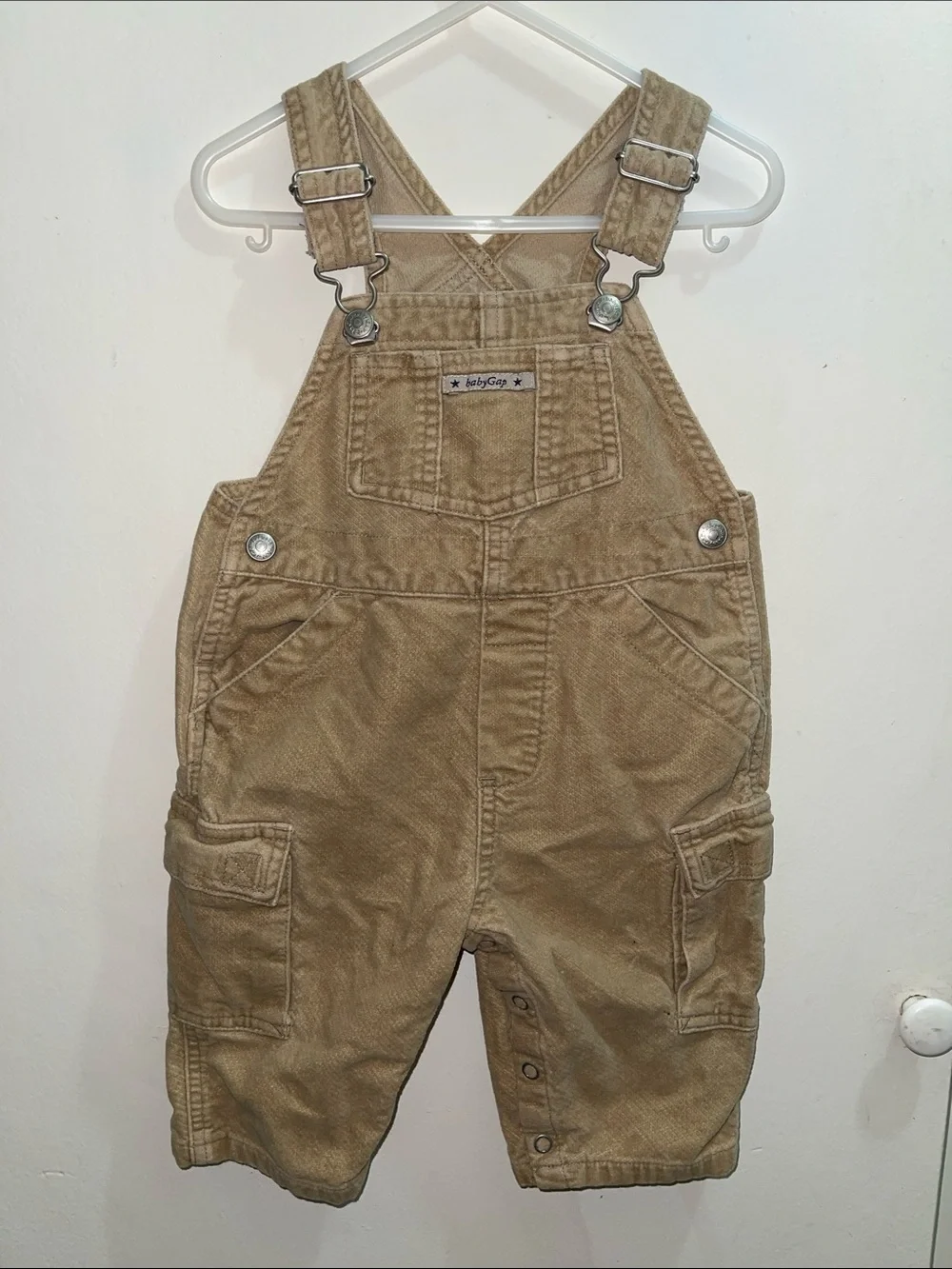 Vintage Baby GAP Beige/Tan Corduroy Kids Overalls Sz 6/12M